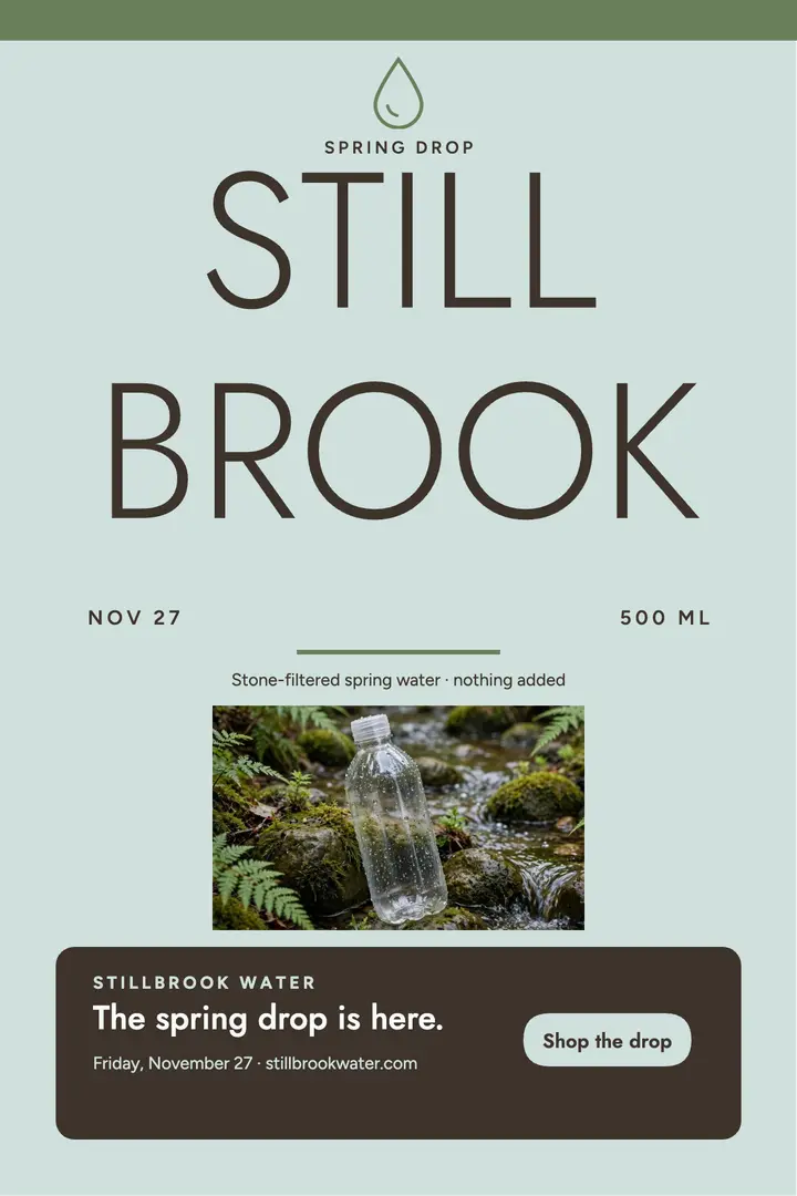 Stillbrook Water spring launch poster template