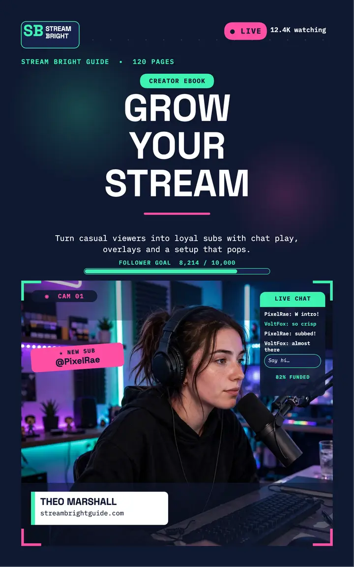 Stream Bright streamer growth guide cover: streamer ebook cover template