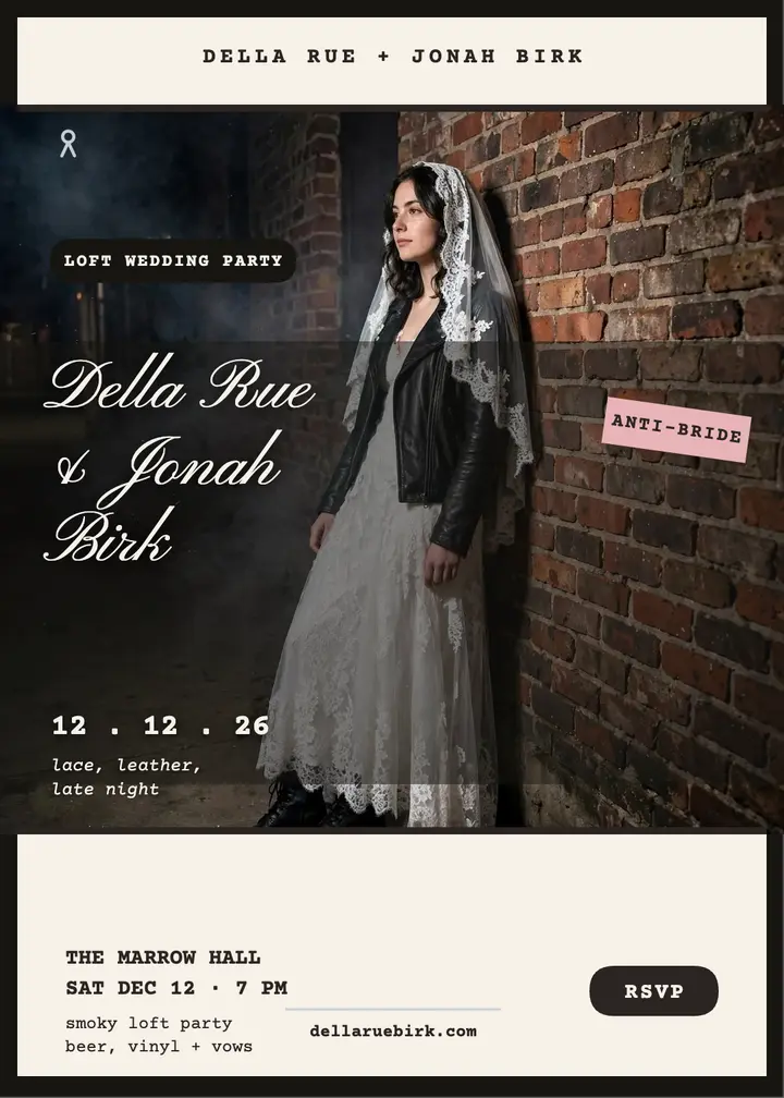 Della Rue and Jonah loft wedding invitation template