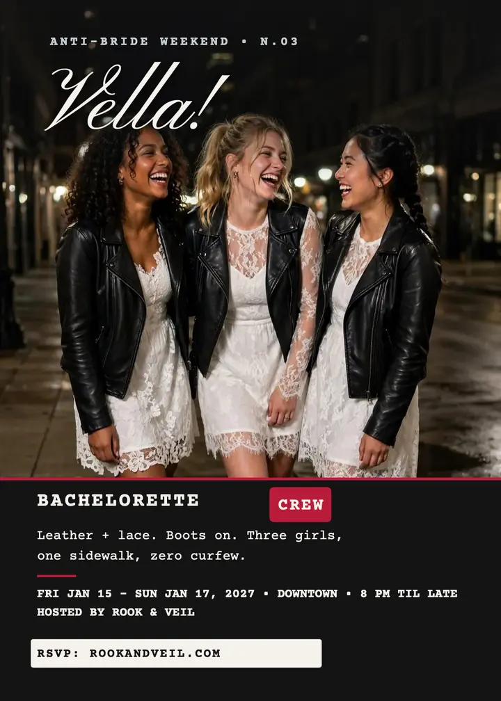 Vella's street bride bachelorette invitation template