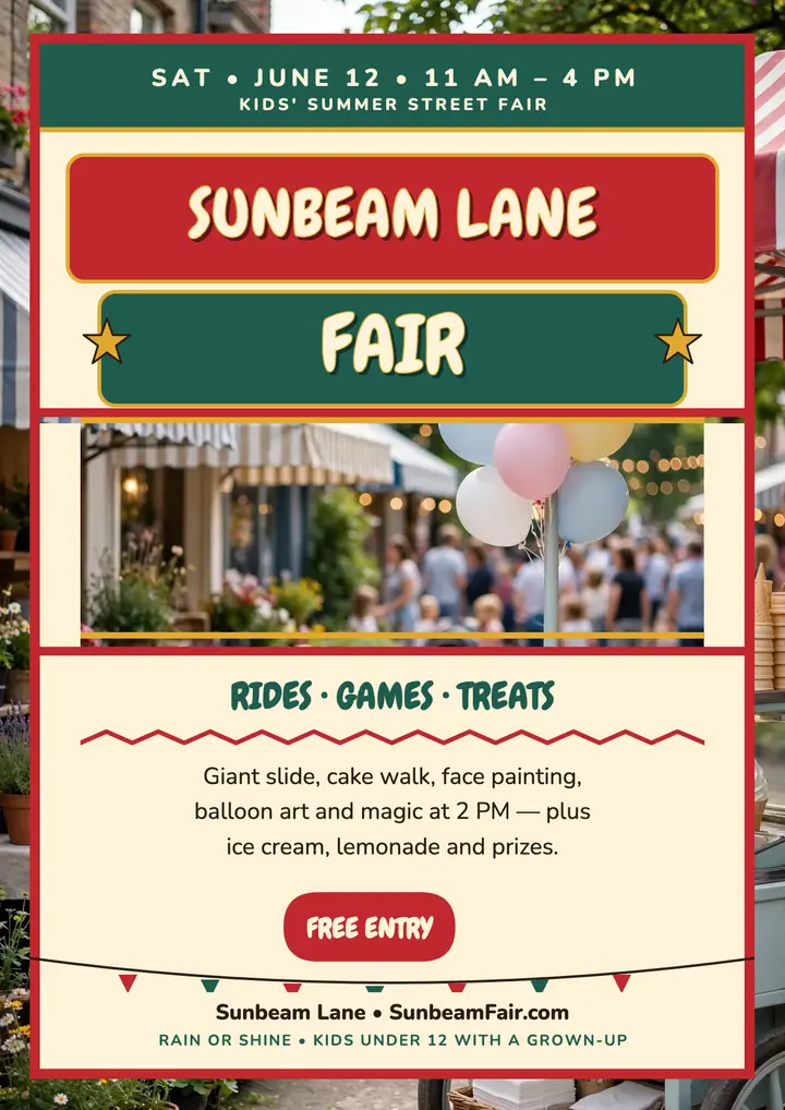 Sunbeam Lane street fair flyer template