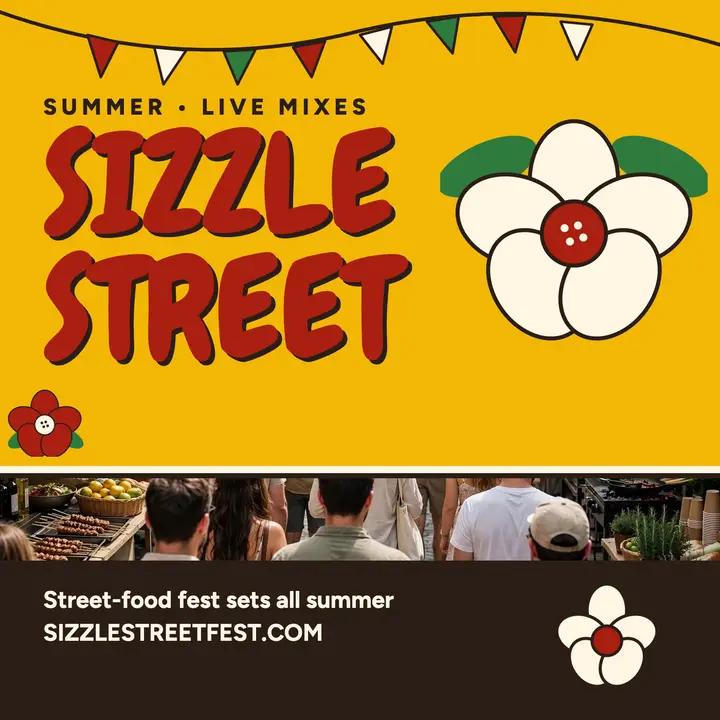 Sizzle Street Fest floral podcast cover template