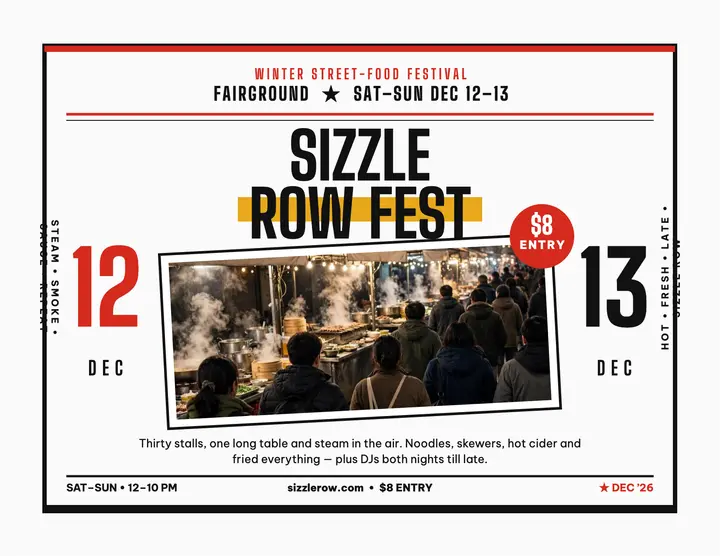 Sizzle Row Fest winter flyer template