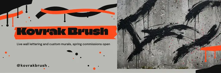 Kovrak Brush street lettering studio X header template