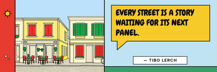 Street story quote X header, ligne claire template