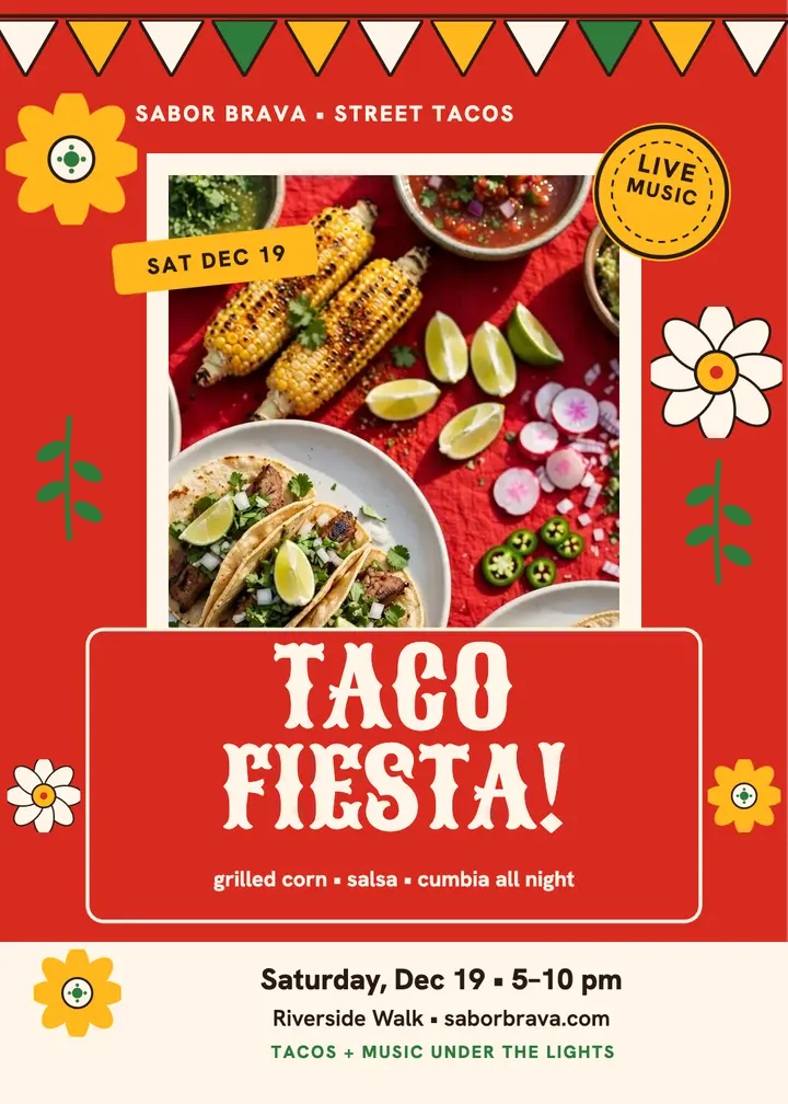 Sabor Brava street taco fiesta invitation: taco fiesta invitation template