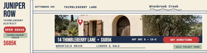 Juniper Row open house street map billboard template