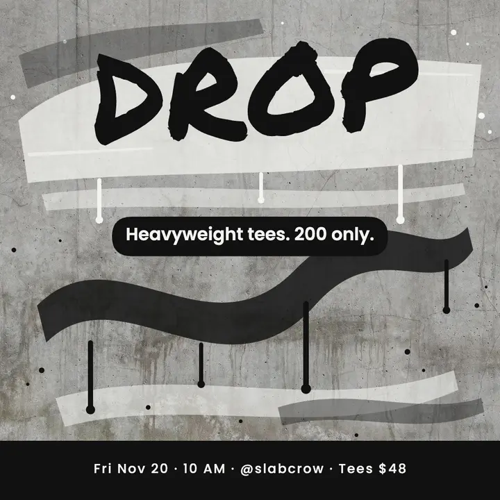 Slabcrow tee drop calligraffiti post template
