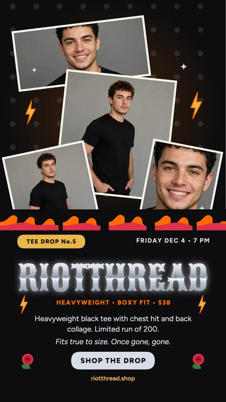 Riotthread tee drop No. 5 story template