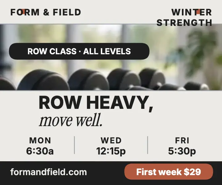 Form and Field winter strength timetable ad: fitness class timetable ad template