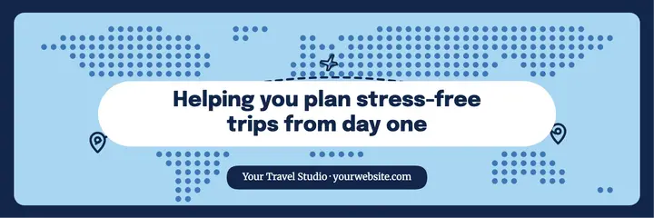 Stress-free trips dotted map header template