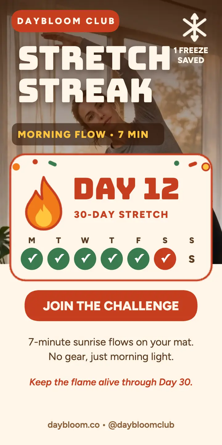 Daybloom stretch streak challenge ad: stretch challenge ad template