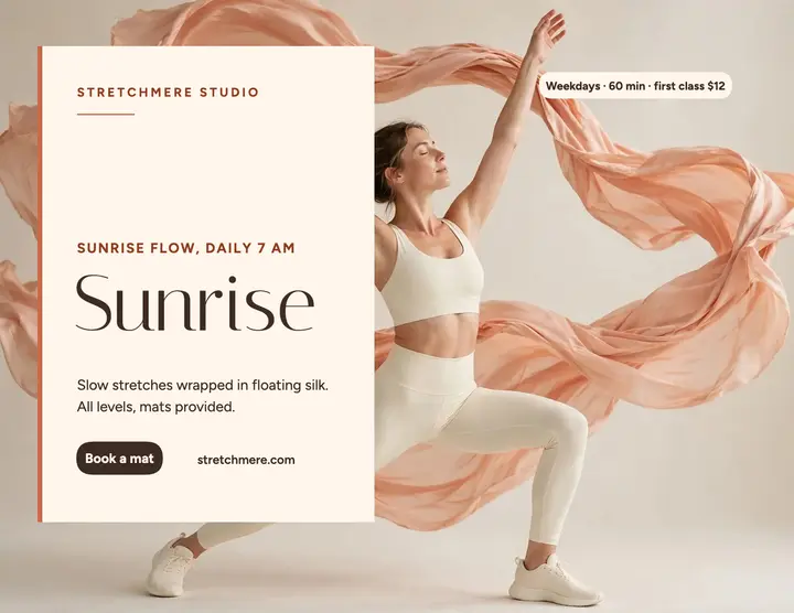 Stretchmere sunrise stretch flyer: wellness flyer template