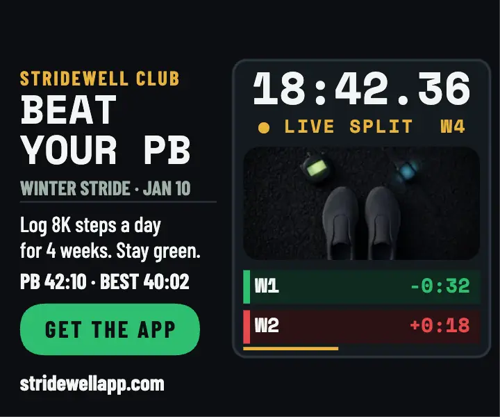 Stridewell winter stride timer ad: step challenge app ad template