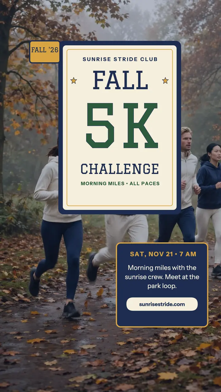 Sunrise Stride fall 5K story template