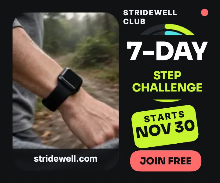 Stridewell 7-day step challenge ad template