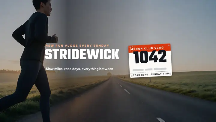 Stridewick run vlog race bib YouTube banner template