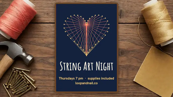 Loop & Nail string art night thumbnail template