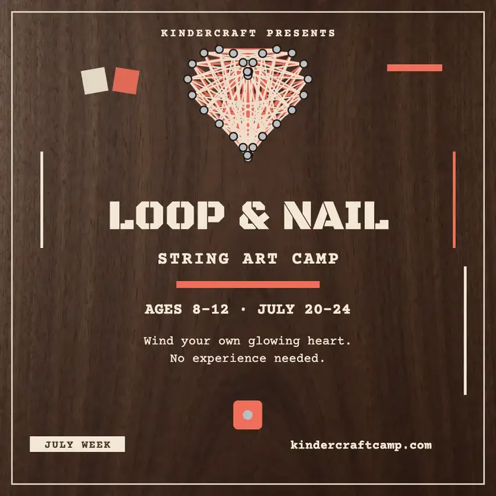 Loop and Nail string heart camp post: craft camp post template