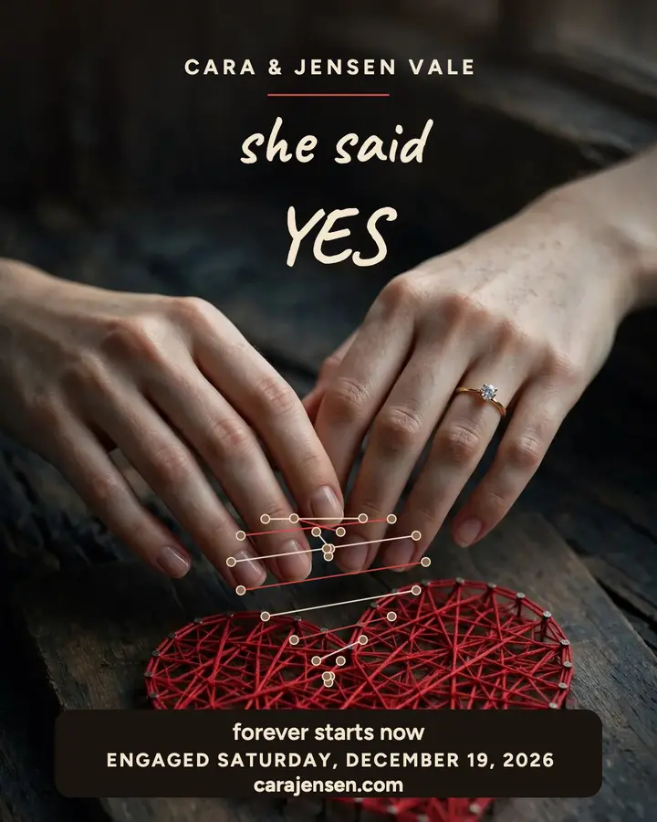 Cara and Jensen engagement yes post template