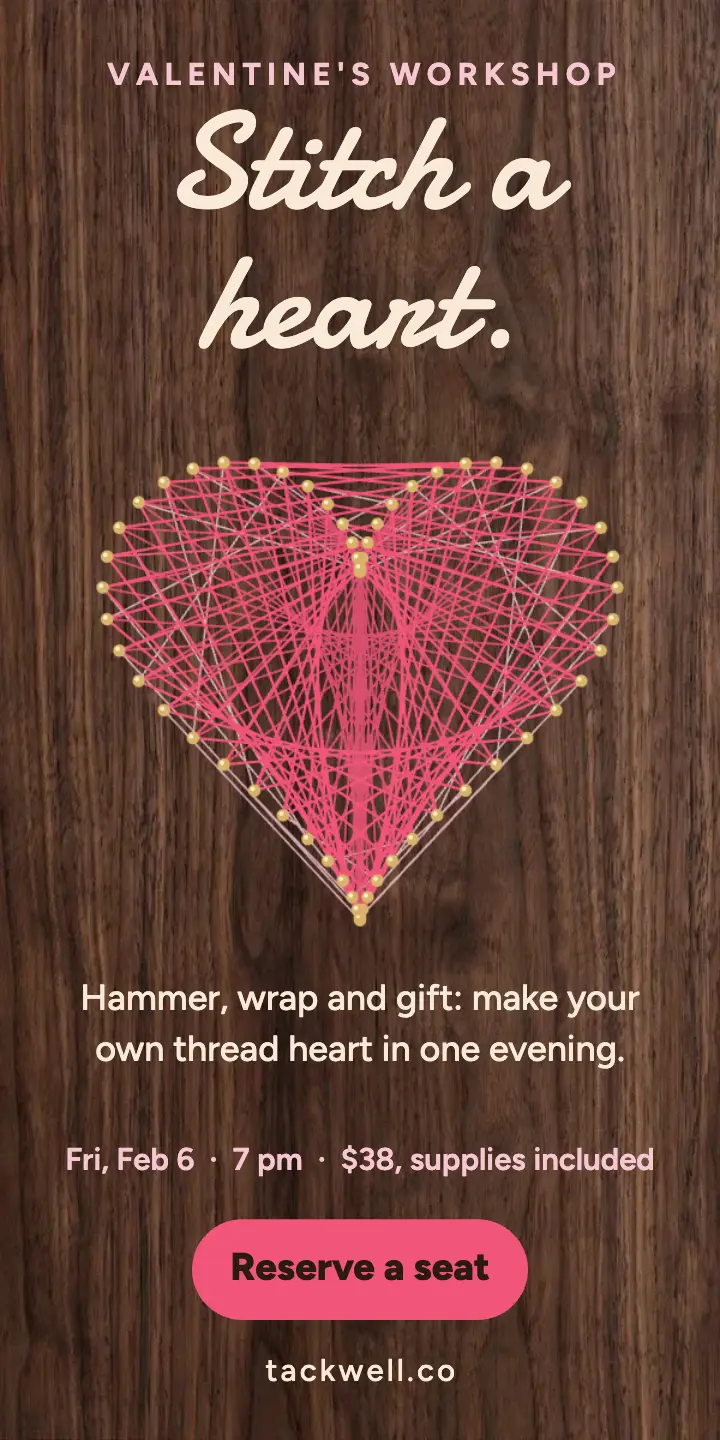 Tackwell string-art heart workshop template