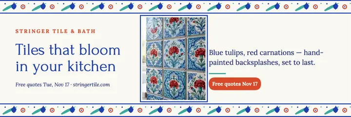 Stringer Tile iznik backsplash header template