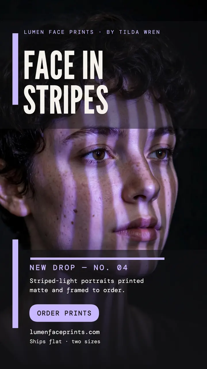 Striped light portrait print story template