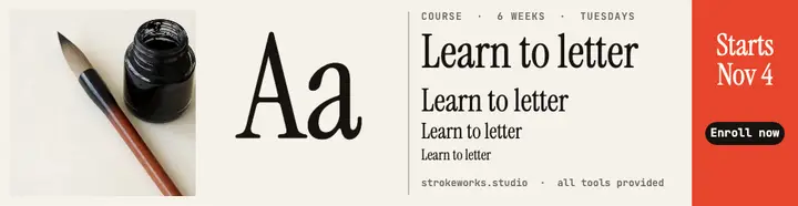 Strokeworks evening hand lettering course billboard ad: lettering course billboard ad template