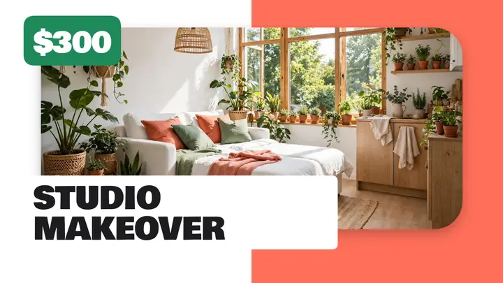 $300 studio makeover thumbnail template