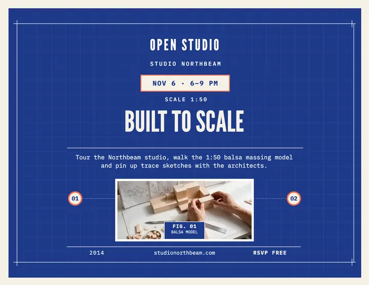 Studio Northbeam open studio blueprint flyer template
