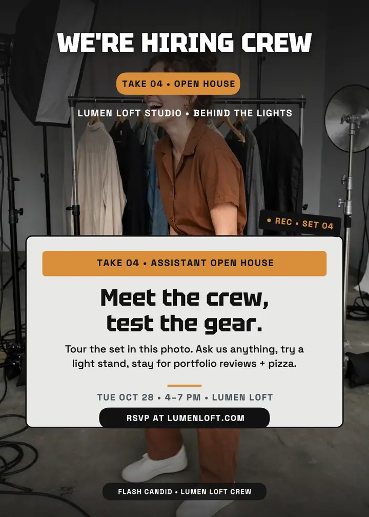 Lumen Loft crew open house invitation template