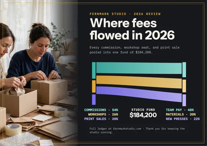Fernmark Studio 2026 fee flow certificate: fee breakdown certificate template