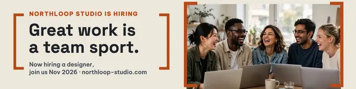 Northloop Studio hiring banner with brackets template