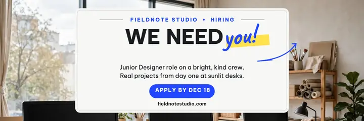 Fieldnote Studio hiring header: studio hiring header template