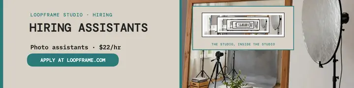 Loopframe Studio hiring assistants banner template