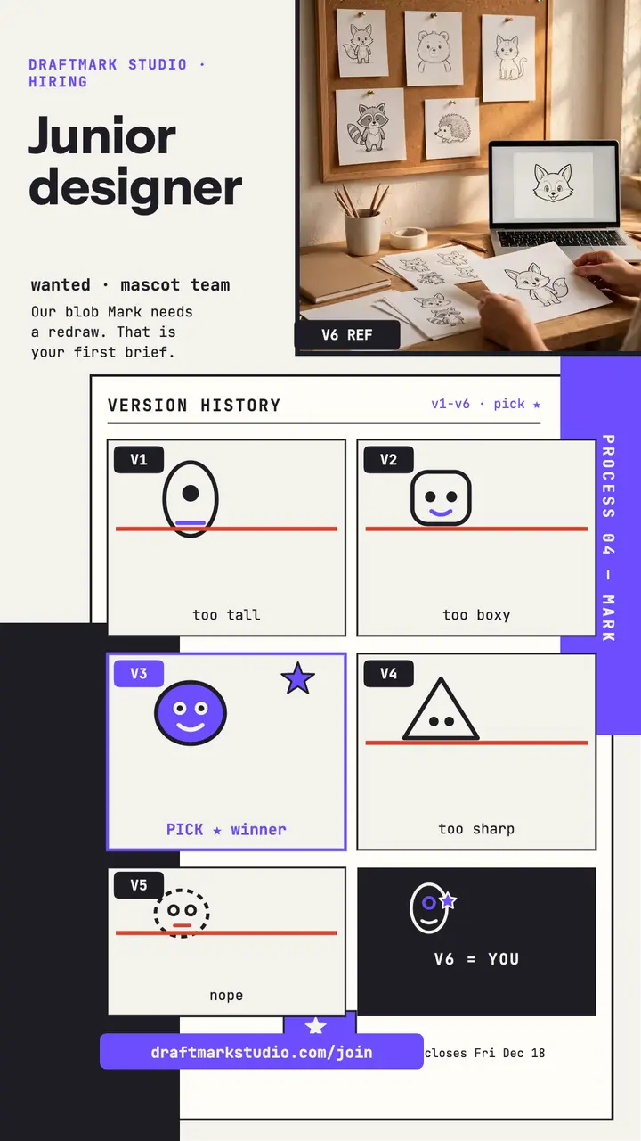 Draftmark junior designer hiring story template