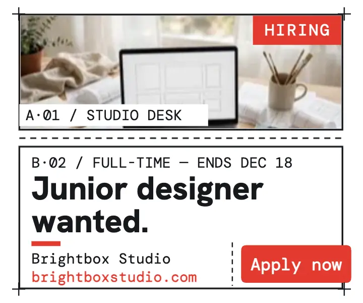 Brightbox Studio junior designer hiring ad template