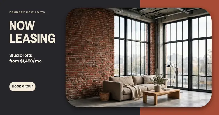 Studio lofts now leasing template