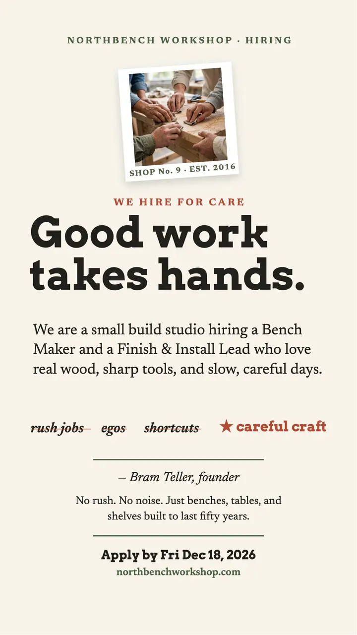 Northbench Workshop hiring manifesto story: hiring story template