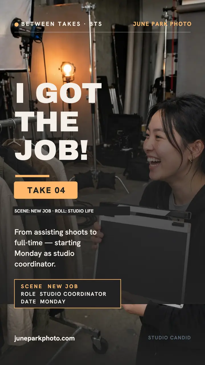 New job studio candid story template