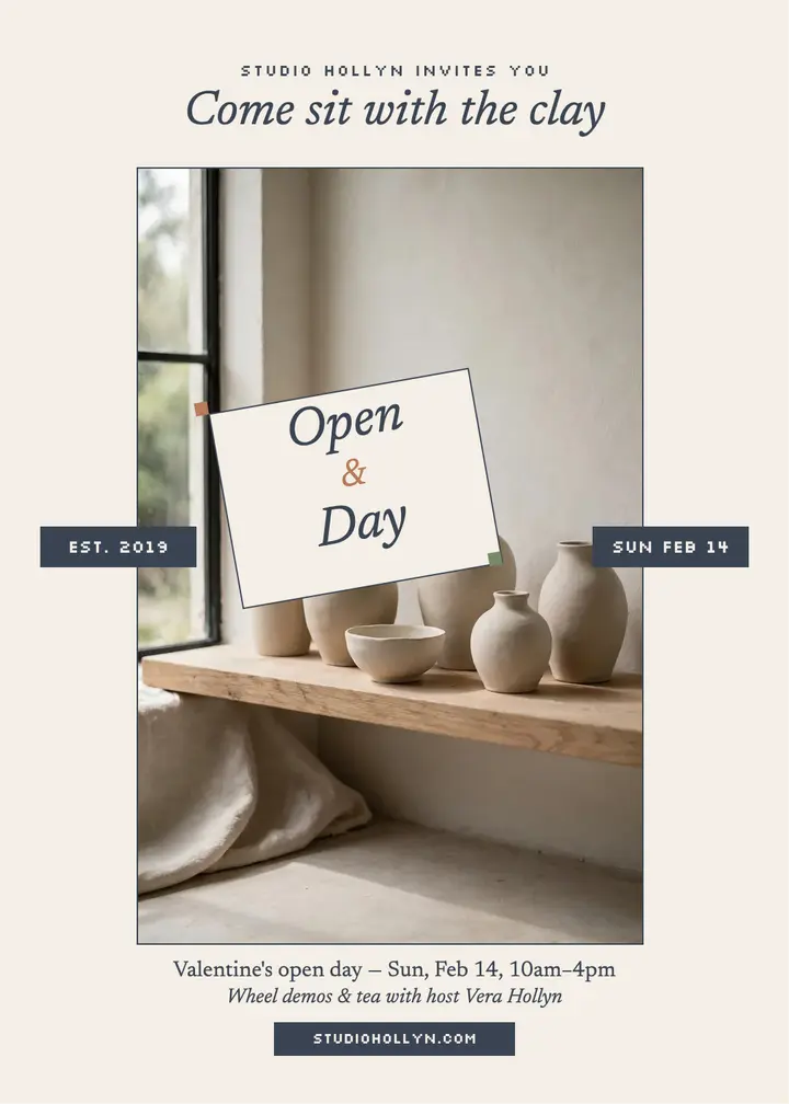 Studio Hollyn open day invite template
