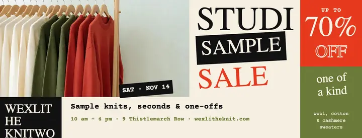 Wexlithe Knitworks studio sample sale cover template