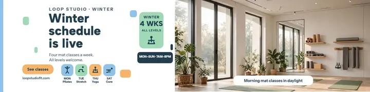 Loop Studio winter schedule banner template