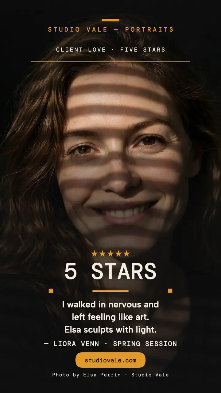 Studio Vale projection portrait review story template