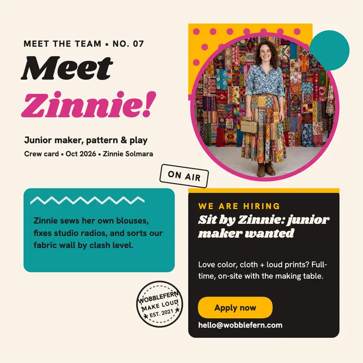 Wobblefern meet Zinnie studio portrait: meet the team post template
