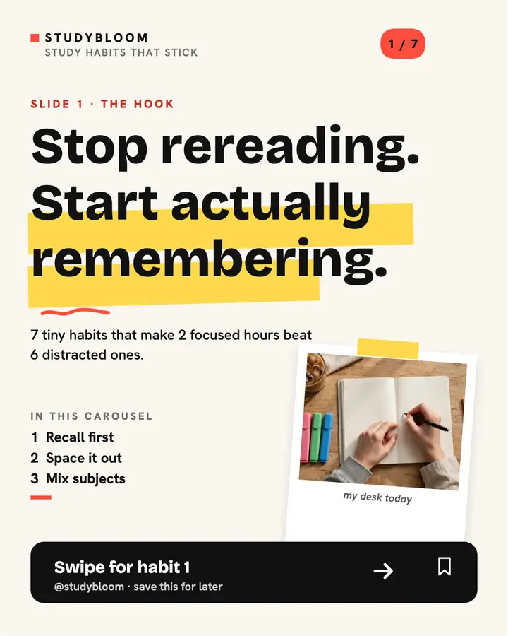 Studybloom study habits slide 1 template