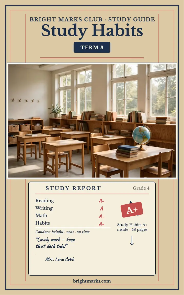 Study Habits report card guide template