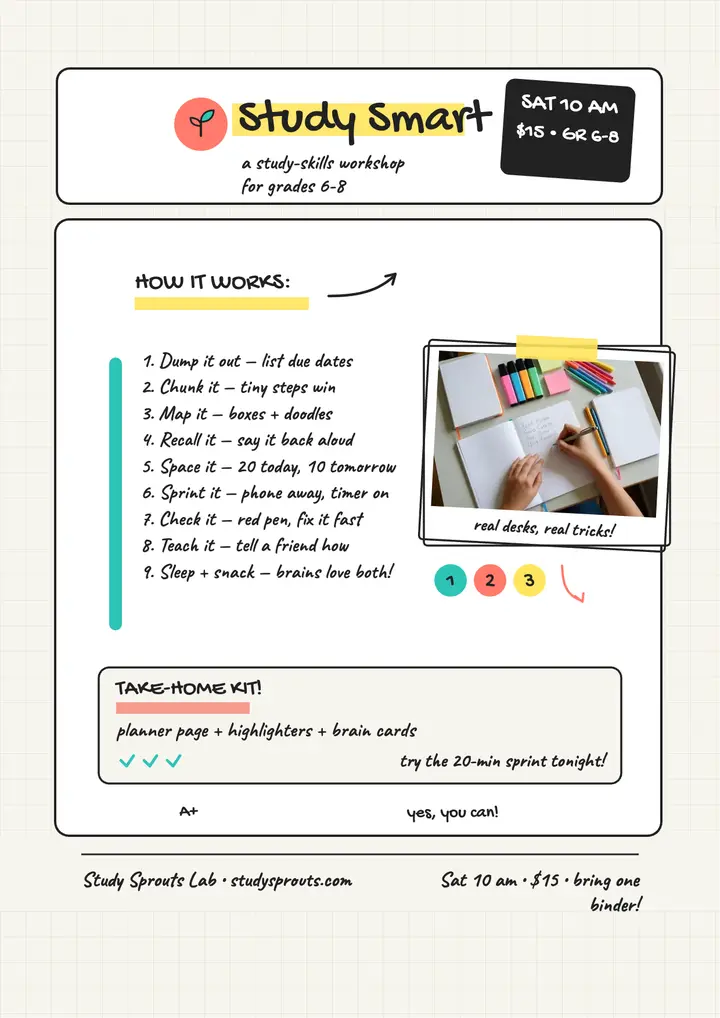 Study Sprouts Lab study skills flyer template
