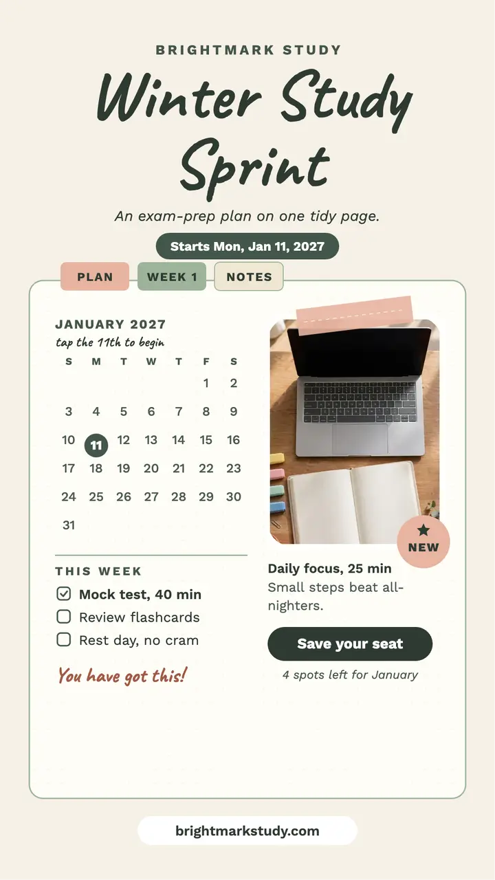 Brightmark Winter Study Sprint planner story template
