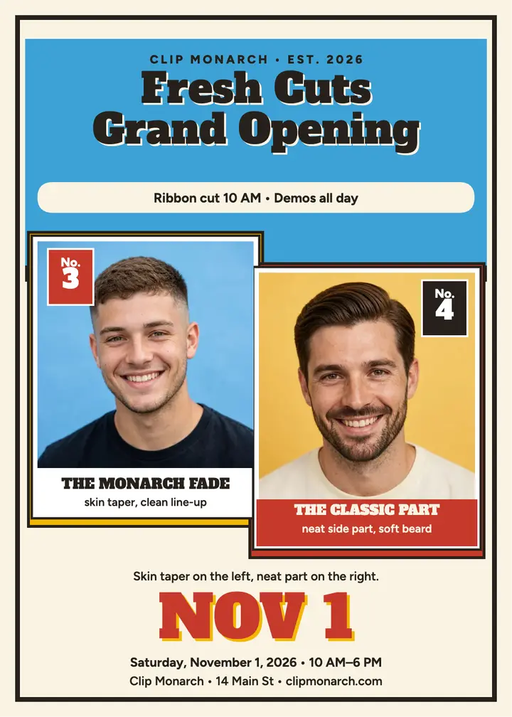 Clip Monarch grand opening style board template
